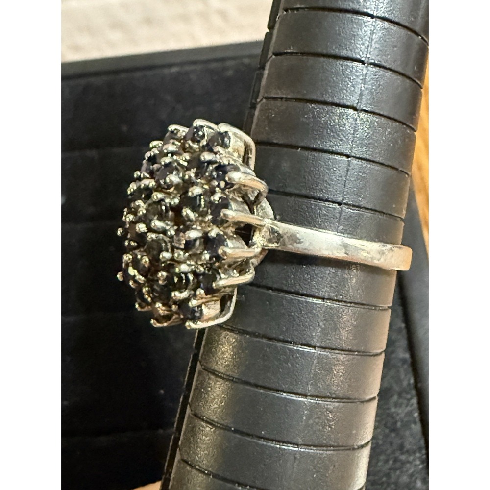 925 Sterling Silver Ring Sapphire Gemstone Jewelry ADI 925 Cluster LARGE Size 10 - Picture 4 of 16